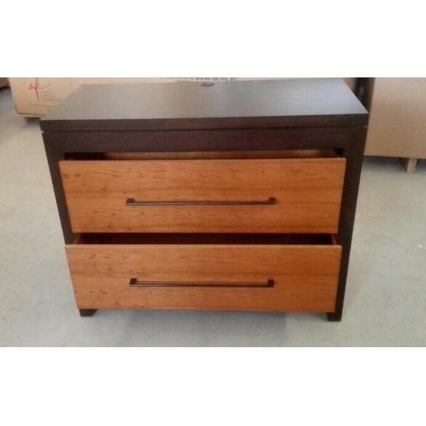 Double Drawer Wooden Hotel Room Dresser / Long Handle Luxury Bedroom Furniture