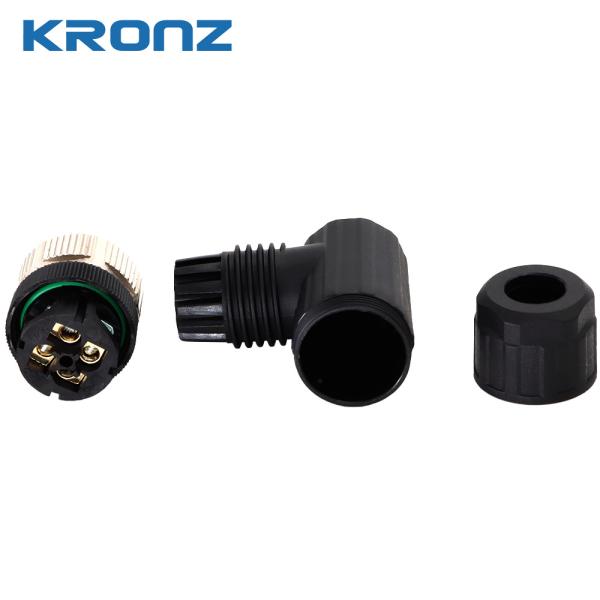 Field Wireable Circular M12 A Coded Connector Angle Cable Outlet Screw Connection