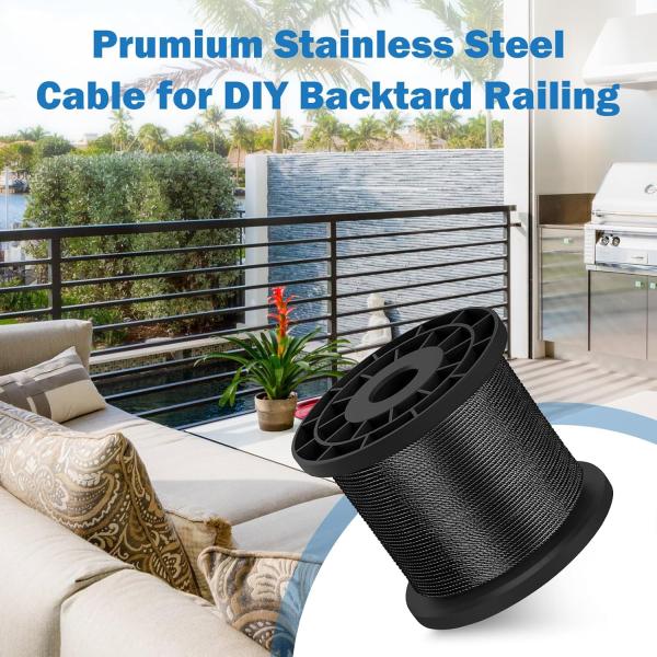 Kit de fixation de câbles matériel T316 câble aéronautique 7x7 fil 500ft 1/8 