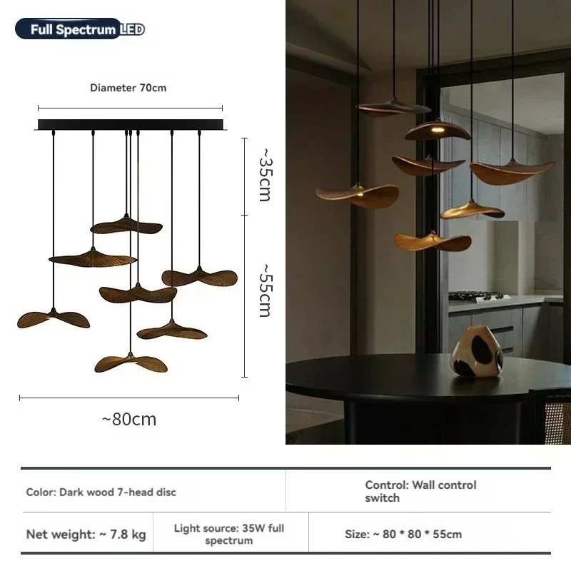 Japanese Wabi-sabi Style Retro Solid Wood Staircase Chandelier(WH-NC-156)
