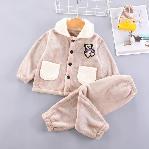 os pijamas de S de 0.8M Flannel Khaki Children ' ajustam os amigos que das crianças os Pyjamas dirigem o desgaste