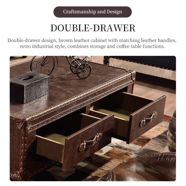 Nidea #8629 Higher Quality Vintage Retro Leather Trunk Cabinet  Coffee Table Lounge Pub Club Studio Furniture Multifunction