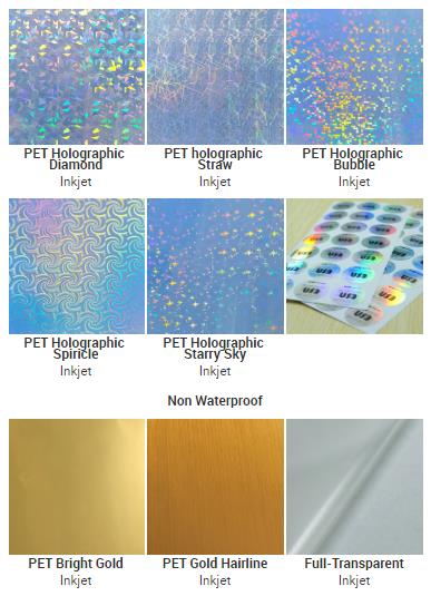 Holographic Printable PET Inkjet Sticker Paper Waterproof Adhesive Label