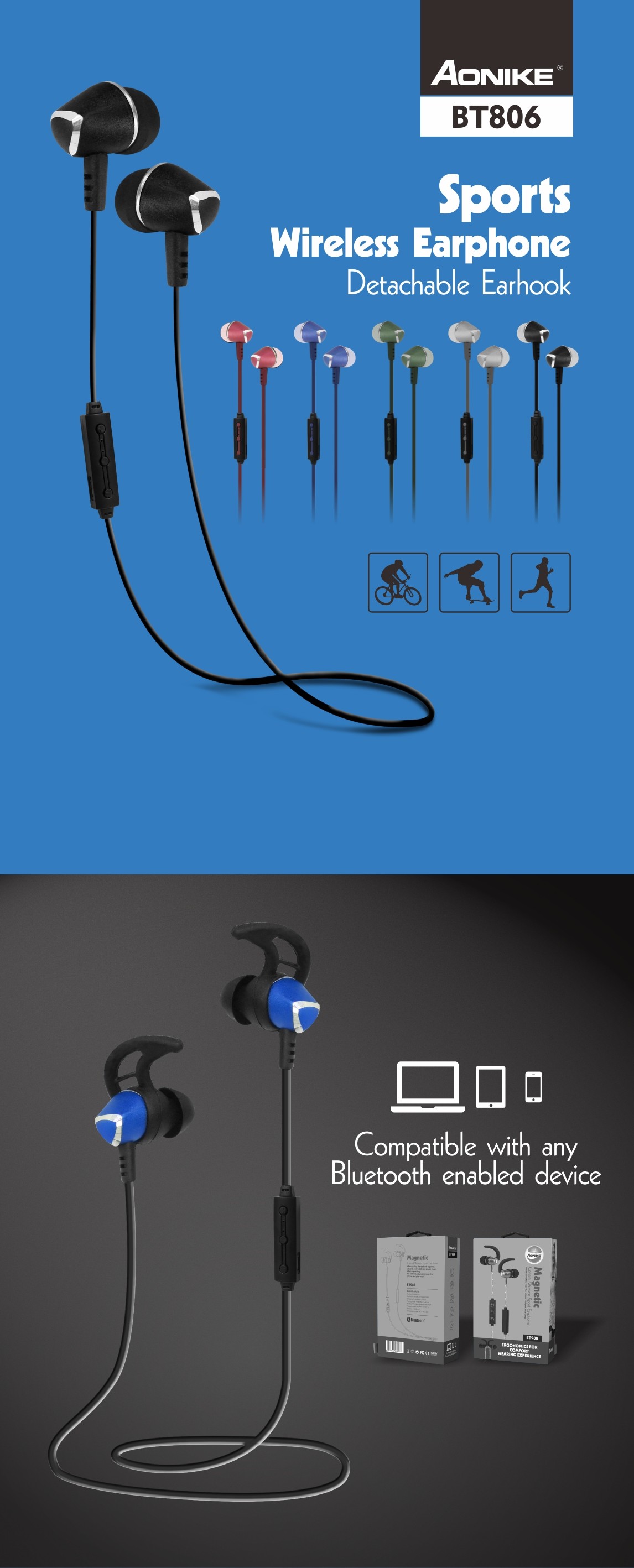 Sweaf придает непроницаемость наушник Bluetooth спорта 92dB 60mAh беспроводной