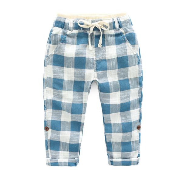 Unisex Cute Newborn Baby Clothes Cotton Plaid Harem Pants Knitted Fabric