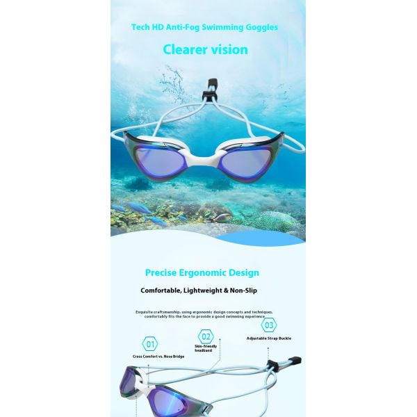 Adult Lanyard-Style Vibrant Swim Goggles – Anti-Fog Leakproof Professional Swimming Gear
