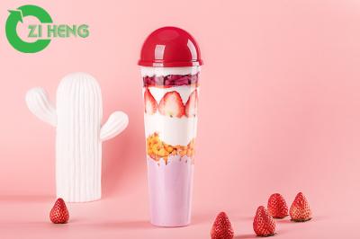Recyclable Sturdy Clear Plastic Cups With Lids Custom Printed For Beverage