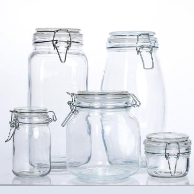 Stainless Steel Buckle Saftey Sealed Container Coffee Storage Large Wide Mouth Glass Jars