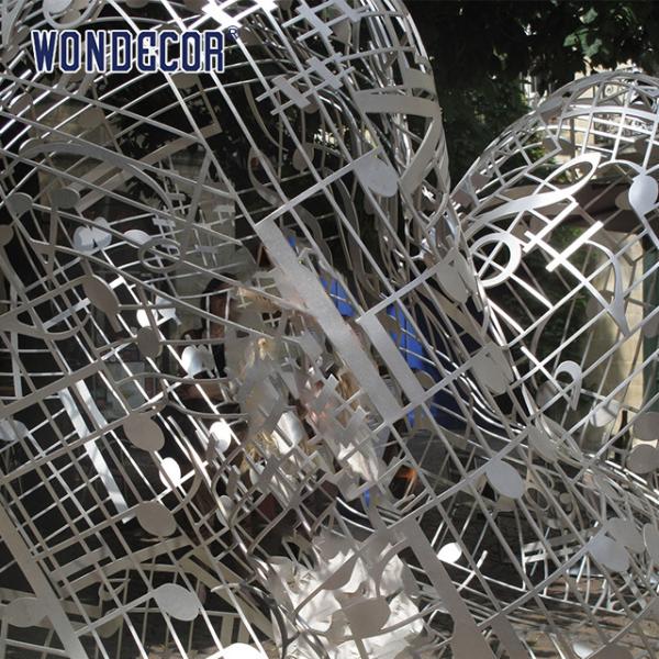 Outdoor large hollow metal art staff music talisman stainless steel sculpture