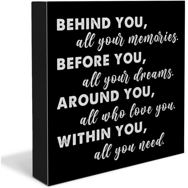 American Style Wooden Box Sign Decor Graduation Quote Positive Behind You All Your Memories
