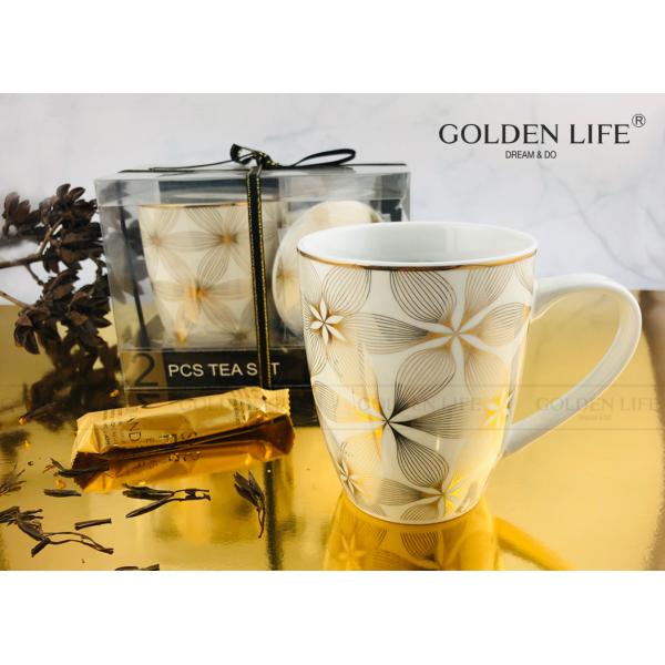 350CC Mug With Real Gold New Bone China Ceramic Gift Set For Tea