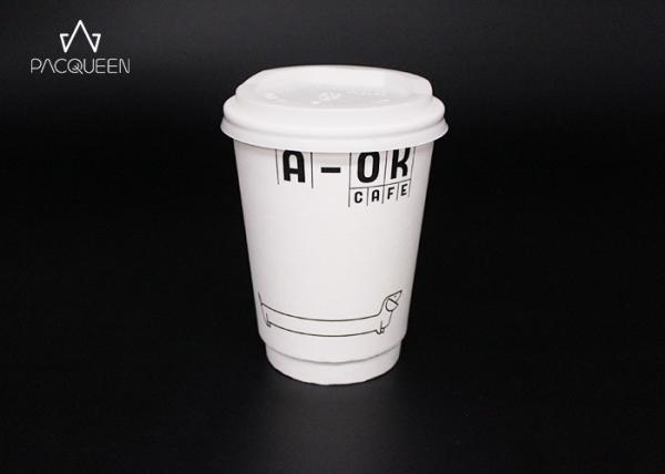Heat Proof Double Wall Custom Disposable Paper Cups With White / Black Lids