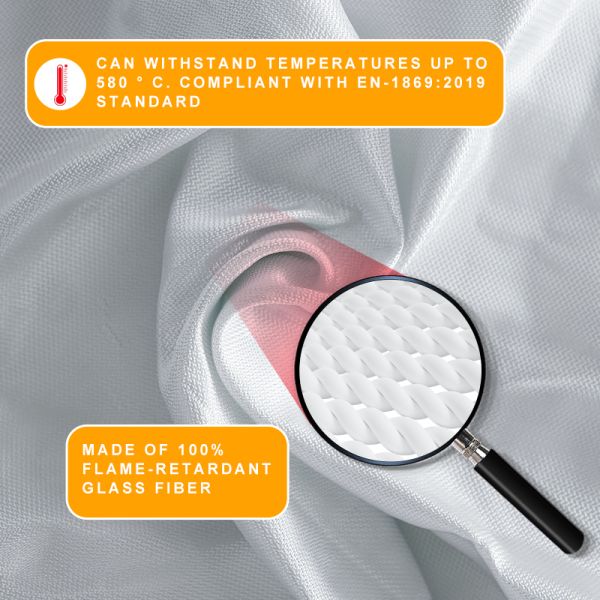 JAT-1101 Fiberglass Fire Blanket 1m×1m White 430g/㎡ 0.45mm Thickness 500℃ Heat Resistant EN 1869:2019 Oxford Bag Pack 0.53kg Household Kitchen Fire Suppression Blanket