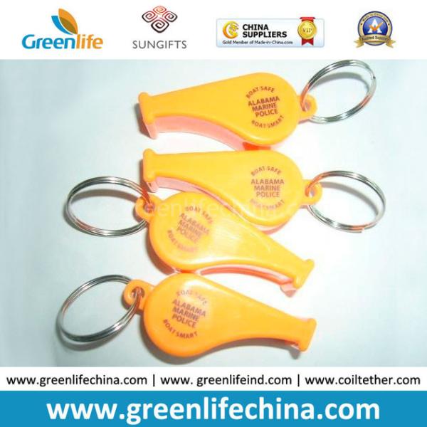 Promotional Custom Outdoor Plastic Whistle Gifts W/Key Ring Connected