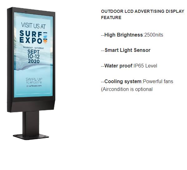 55 Inch 2500nits Lcd Outdoor Digital Advertising Display Screens Ip65