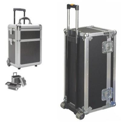 Black Color Aluminium Flight Case With Wheels , Custom Made Flight Case