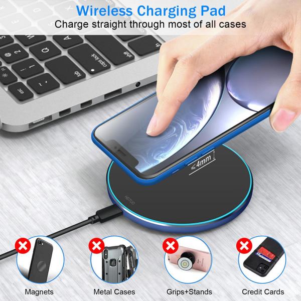 Portable  2 In 1  Qi Wireless Charging Pad 10W Mirror Surface For Mobile Phone