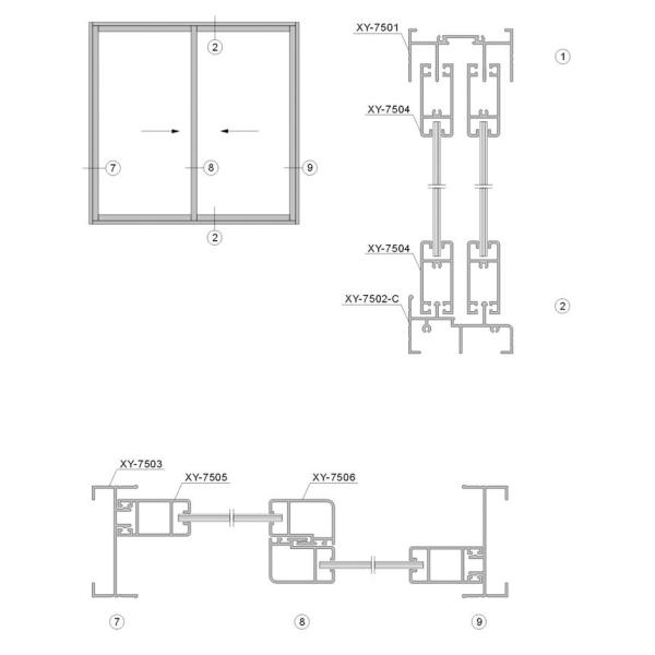 Powder Coated 6061 Aluminum Sliding Window Profiles Soundproof