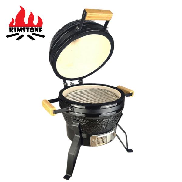 KIMSTONE Red Small  Egg Shaped  Indoor Charcoal Ceramic Table  Bbq Griller ,stainless Steel Table Kamado