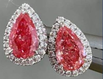 Classic  Earrings  Pink  VS Pear  Shape Lab Grown Diamonds18k white gold