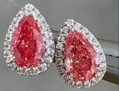 Classic Earrings Pink VS Pear Shape Lab Grown Diamonds18k white gold