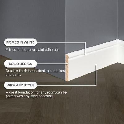 Waterproof White Primed Mdf Baseboard Primed Wood Molding Corner Decoration