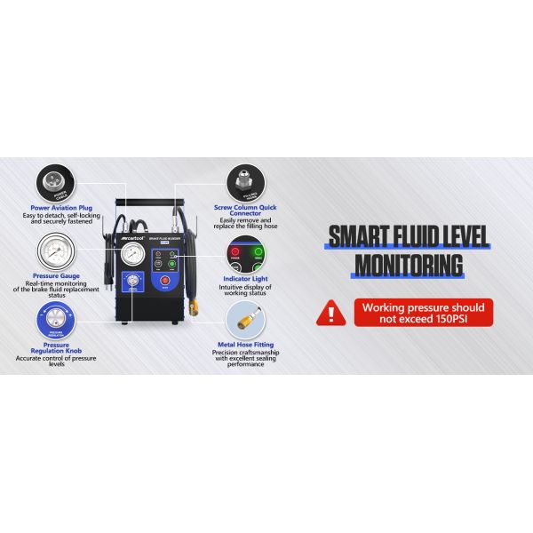 Metal Construction Farizon G Brake Bleeder Kit 110V Adjustable Pressure 0.7-2.5 Bar