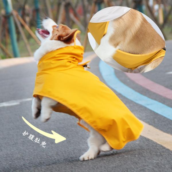Poncho Style Waterproof Reflective Dog Raincoat with Harness Opening and Poop Bag Pocket