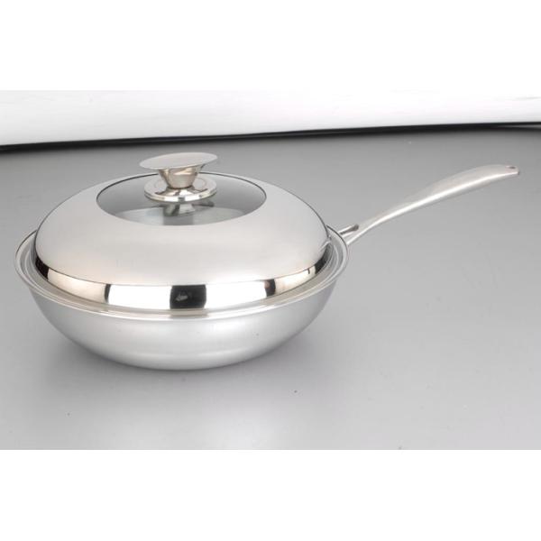 2Pcs 3-ply stainless steel cookware wok SHSW-1010