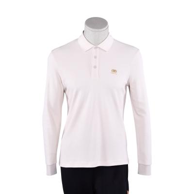 Anti Wrinkle Polo T Shirt In White Long Sleeve Custom Logo Fabric Weight 170-210g