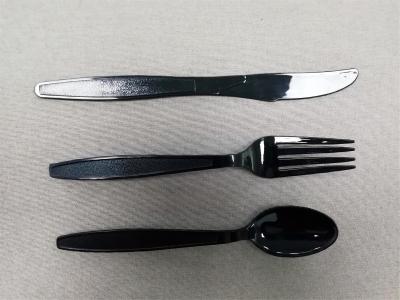 7 Inch  Disposable Cutlery High Quality Wedding Western Disposable Black Plastic Knife,Fork,Spoon