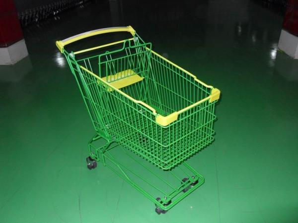 Colored Coated Wicker Shopping Trolley with curved plastic handle