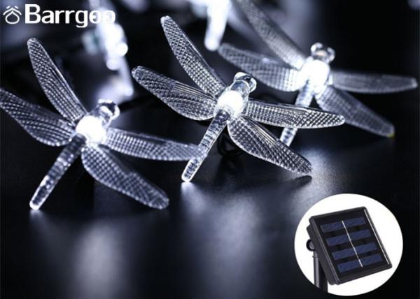 Plastic Body Solar LED Christmas Lights String 6M 30 LED Bulbs Dragonfly 1 Year Warranty