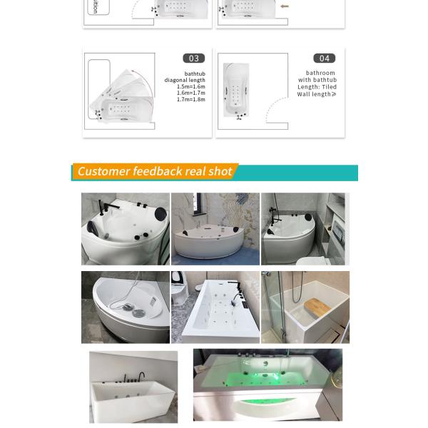 White Acrylic Massage Bathtub with Stainless Steel Frame