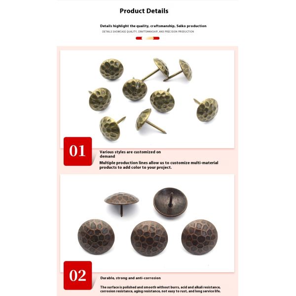 Direct Sale Modern Style Iron Nail Bubble Thick Pattern Decorative Nail Pushpin for Soft Sofa Drum Nail Head