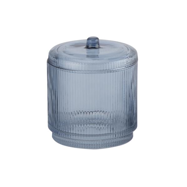 Sustainable Blue Glass Bathroom Accessories Vertical Stripe Glass Toothbrush Holder With Smaller Base