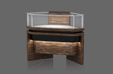 Abnormally Shaped Corner Showcase with Led Lightings