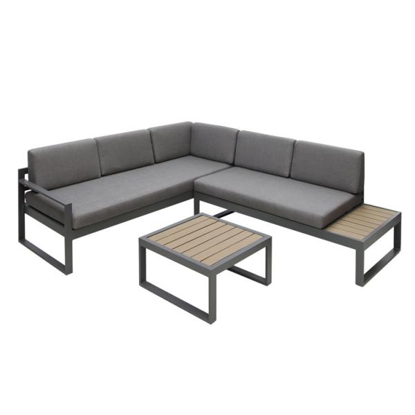 Garden Set AJUNION L Shape Sectional Sofa with UKFR Cushion and Aluminum Frame
