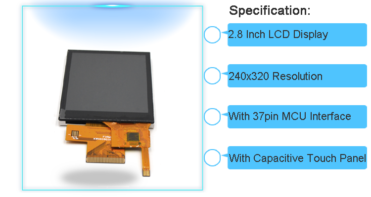 MCU 240x320 2.8 Inch TFT LCD Module Display Module With Capacitive Touch Panel