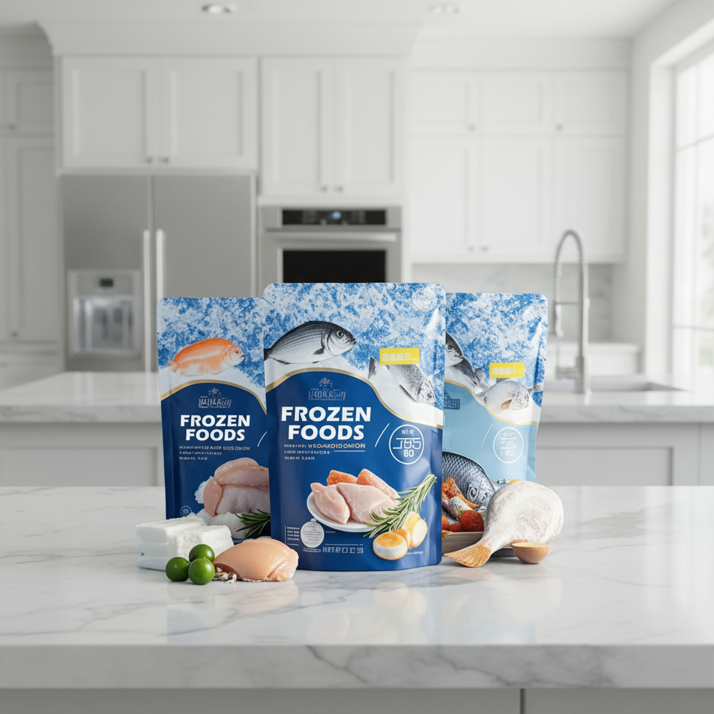 Custom PE Stand up Zipper Pouches with Offset Printing for Frozen Seafood & Poultry Freshness Preservation (Disposable)