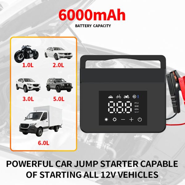 Emergency Start Power Supply 6 In 1 Wireless Power Bank Air Compressor Jump Starter With Tire Inflator Blower