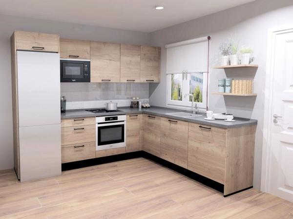 Melamine Finish Modern Modular Kitchen Cabinet L Shape Design