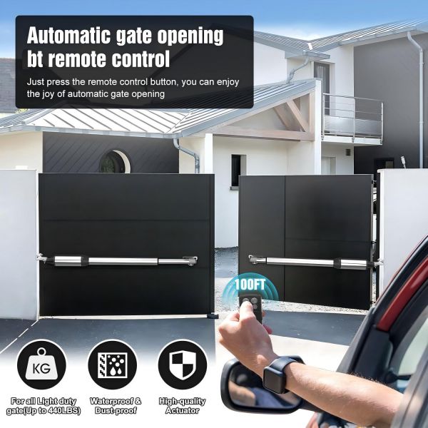 Electric Driveway Gate Operator AC Powered with Remote Control Kit Solar Compatible