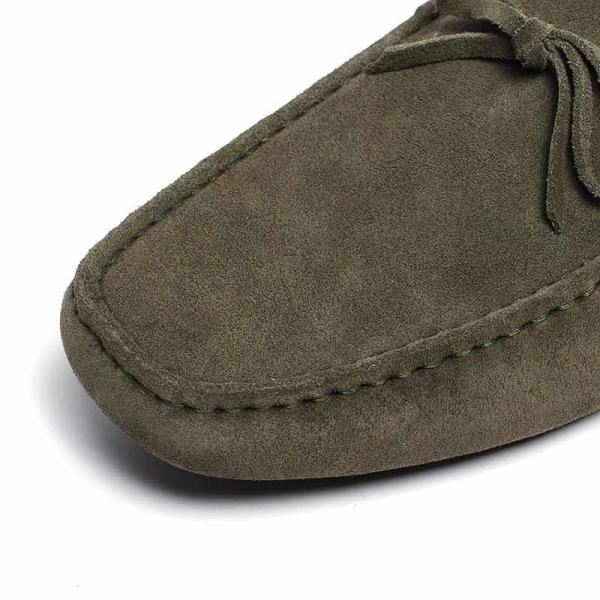 Cow Split Suede Euro 45size Mens Leather Moccasins Olive Green