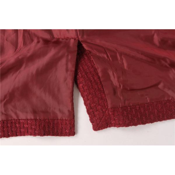 Stockpapa Autumn Winter Ladies Knit Burgundy Longline Blazer
