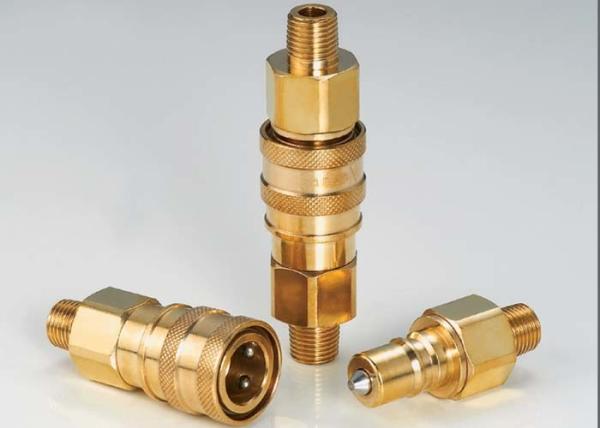Thread Brass Hydraulic Quick Connect Couplings , Poppet Valve Male Hydraulic Coupler ISO7241-B