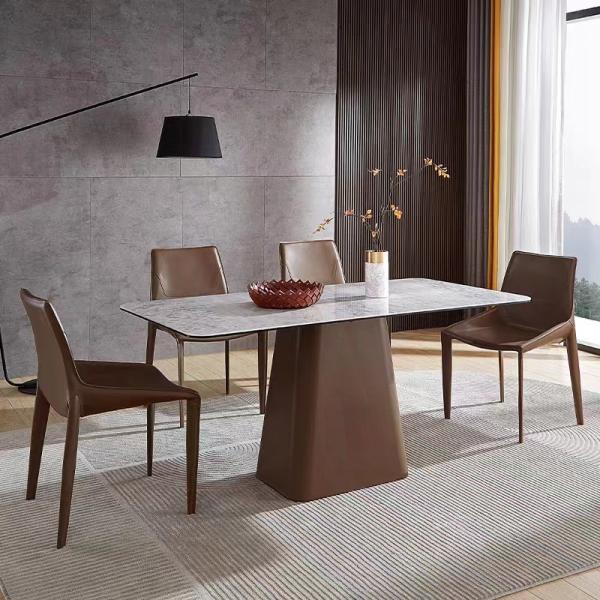 Lux Leather White Metal Italian Style Dining Chairs Comfortable