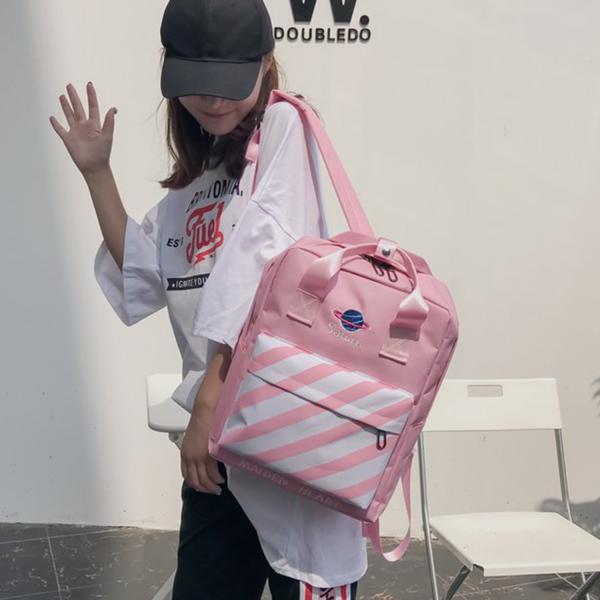 Korean embroidery star stripes handheld backpack personality of students schoolbag