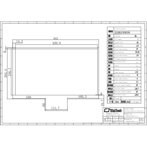 19 Inch PCAP Touch Foil 10 Points Touch For Industrial / Business