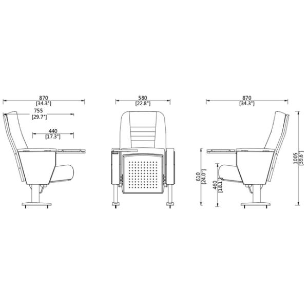 Законченная облицовка сильной стальной золы посадочных мест театра стульев аудитории церков ног деревянная